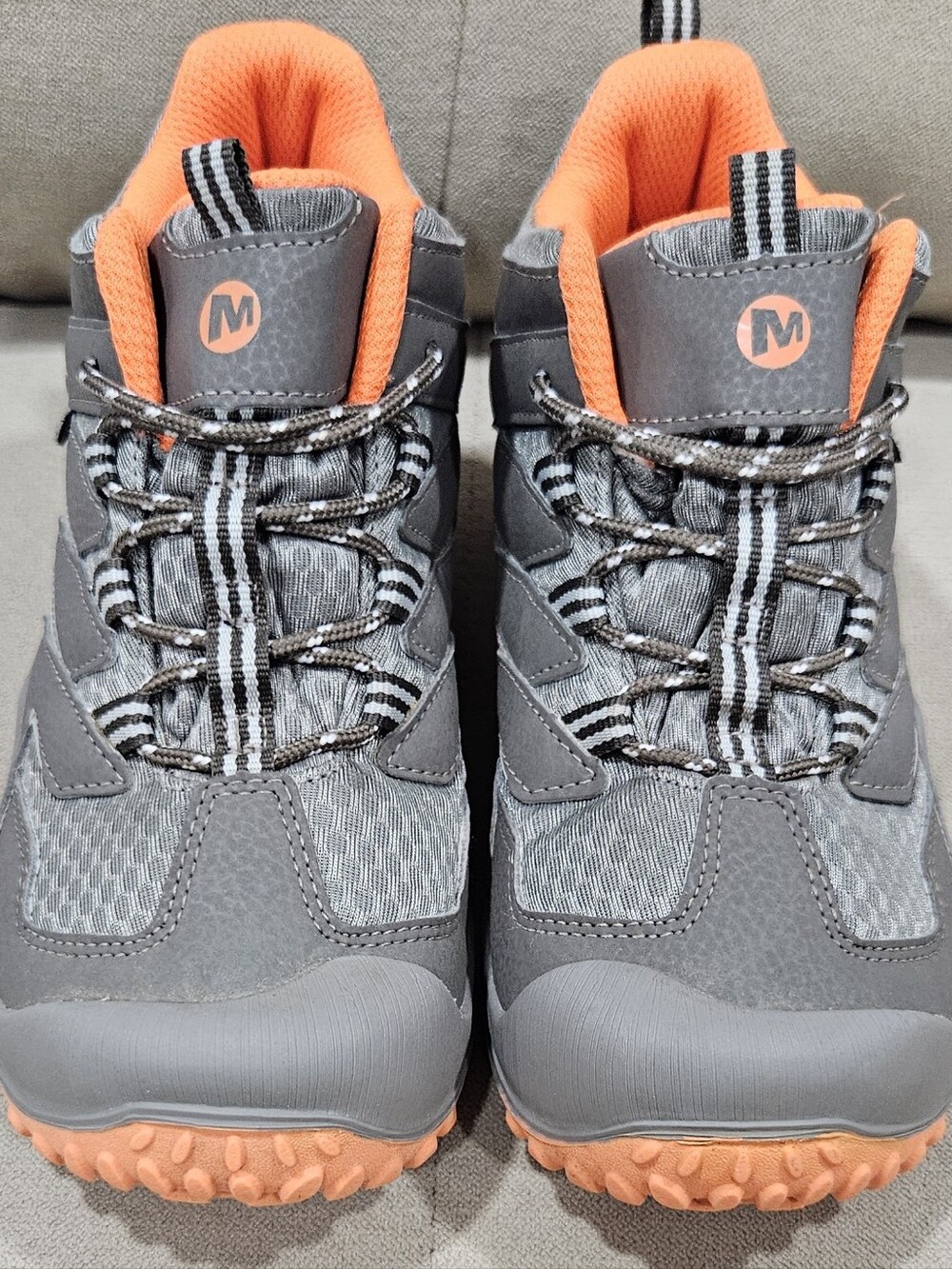 Merrell Chameleon Kids Gray and Orange Trail Sneakers